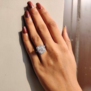 ชุดรัศมีเจิดจรัสเพชรชุดปูเดี่ยวสำหรับ925แต่งงานแหวนเจ้าสาวเงินสเตอร์ลิงสำหรับผู้หญิง - Product Image 3