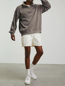 Streetwear Men 400 Gsm French Terry Sweatshirt Blank Casual Drop Shoulder Quarter Zip <b>Mock</b> <b>Neck</b> Sweatshirt - Product Image 4