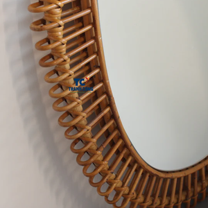 กระจกติดผนังหวายทำด้วยมือเป็นมิตรต่อสิ่งแวดล้อมดีไซน์อาร์ตเดคโคที่ทันสมัยสำหรับห้องนั่งเล่นกระจกตกแต่งผนัง - Product Image 3