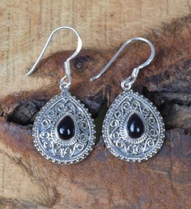 Handmade Classical Earrings 925 <b>Solid</b> <b>Silver</b> Jewelry For Women 925 Sterling <b>Silver</b> Black Onyx Gemstone Boho Style Earrings - Product Image 4