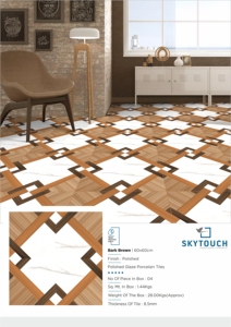Azulejo de porcelana de madera esmaltada 600x600 mate rústico para comedor y baño Azulejos de pared interior con acabado brillante - Product Image 4