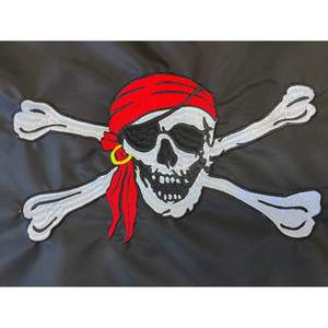 Bandera Pirata Roja con Diseño de Sombrero y Barco, 12x18 Pulgadas, Hecha en EE. UU., Bordado Jolly Roger, con 2 Ojales de Latón, Resistente - Product Image 4