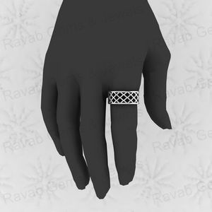 แหวนเงินสเตอร์ลิง925ของผู้ชายงานแฮนด์เมดลายหมากรุกกว้าง9มม. พร้อมเครื่องประดับเส้นลวดส่วนบุคคล - Product Image 3