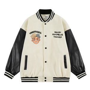 Custom Manufacture <b>Men</b> High Quality Hip-hop Printed Leather Baseball Uniform <b>Jacket</b> Unisex <b>Jackets</b> Loose Couple <b>Jacket</b> for <b>Men</b> - Product Image 2