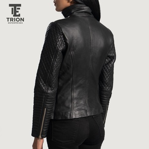 Chaqueta de Cuero Genuino para Mujer, Estilo Motero Clásico, Corte Ajustado, Cierre de Cremallera, Piel de Cordero Auténtica, Prenda Exterior Moderna 2026 - Product Image 2