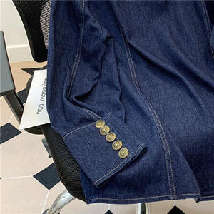 Chaqueta Vaquera de Punto con Mangas Abullonadas y Cintura Alta, Ropa Casual de Calle, Forro de Algodón Ecológico para Mujer - Product Image 5
