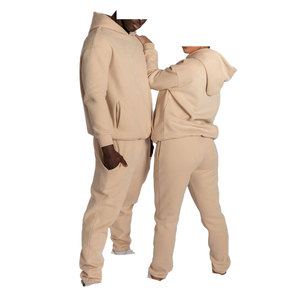 Venta al por mayor de invierno de lujo 100% de algodón orgánico Pull Over Plain pantalones de chándal de gran tamaño y conjunto de Sudadera con capucha Unisex - Product Image 1
