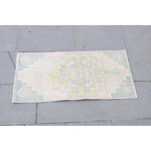 Petit tapis vintage, tapis turc 1,4x3 pieds, tapis en laine rose - Product Image 4