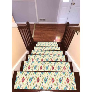 Tapis imprimé à motifs géométriques, Tapis vert, Tapis bleu, Tapis moderne pour chambre d'enfant, Gobelin - Product Image 2