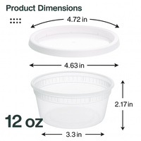 ProTakeOut [13 Oz] Contenants alimentaires robustes en PP avec couvercles, 50 ensembles, compatibles micro-ondes et congélateur, durables, anti-fuites, 4.63x2.17 8/7 TI/HI
