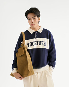 Suéter de Punto a Rayas de Manga Larga Casual de Invierno para Hombre, 100% Acrílico, Transpirable, Cuello Camisero, Anti-Pilling, Secado Rápido - Product Image 6