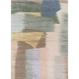 พรมขนสัตว์ผสมไหมไผ่ถักมือสีเบจและสีน้ำตาลลายAbstract รุ่น Kavi Afterglow สำหรับตกแต่งบ้าน ห้องนั่งเล่น และทางเดิน รุ่น Eskm-07 - Product Image 1