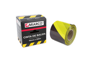 200m. Nastro di segnalazione giallo e nero da 70 mm (Miarco 5824) - Product Image 1