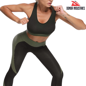 Conjuntos de Yoga para Mujer, Cintura Elástica, Tejido Transpirable Texturizado, Sujetador Deportivo, Pantalones de Yoga de Cintura Media, Conjunto de 2 Piezas para Hacer Ejercicio - Product Image 2