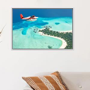 Printed Canvas Wall Art: Vibrant Sea Landscape Decor,1P:White <b>Framed</b> - Product Image 1
