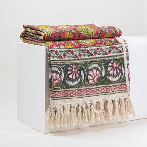 Vente chaude Boho Coton Jeter Couvertures Cadeau Couvre-lit À La Main Coton Canapé Floral Imprimé Canapé Jeter - Product Image 4