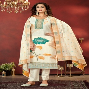 Recién llegado Jacquard de algodón Jacquard con trabajo manual Kurti Pant y Dupatta Fabricante y proveedor de India a la tarifa más baja - Product Image 1