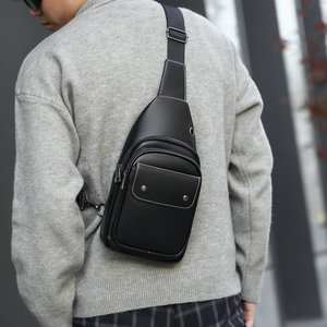 Sac de poitrine minimaliste pour homme, sac à bandoulière en microfibre, cuir synthétique, fermeture éclair, imperméable, usage quotidien, toutes saisons - Product Image 6