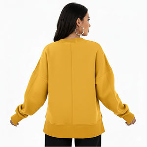 Sudadera de gama alta OEM ODM para mujer con logotipo personalizado, con hombros caídos, material de algodón 100%, ropa transpirable para Otoño e Invierno - Product Image 4