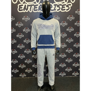 Survêtement sportif d'hiver pour homme de haute qualité, 100% coton, écologique, respirant, avec sweat à capuche court personnalisé et pantalon de survêtement - Product Image 1