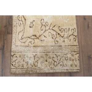 พรมวิ่งสไตล์ตุรกี ขนาด 1.9x5.7 ฟุต พรมวินเทจ พรมขนสัตว์สีเบจ - Product Image 2