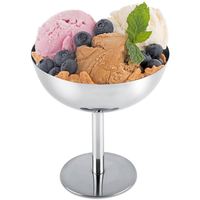 Mini-bol à dessert en acier inoxydable poli, logo personnalisé, coupes à glace à base haute, jetables et écologiques