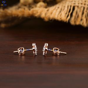 0.18 TDW rond taille brillant diamant boucle d'oreille 18k or Rose Labgrown diamant Hpht/Cvd diamant laboratoire pierre - Product Image 3