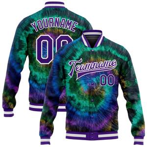 Vente en gros dans l'industrie directe de bombardiers décontractés pour l'hiver personnalisés violet noir-vieil or veste Letterman Varsity à bouton-pression - Product Image 2