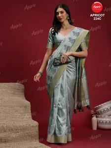 Saree Kadhi en lin élégant avec broderie complexe, tissu à tisser doux et de qualité supérieure, vêtements de fête, saris ethniques pour femmes - Product Image 4