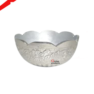 Hermosa flor mirada plata acabado metal aluminio tazón para servir para hotel restaurante y bar - Product Image 3