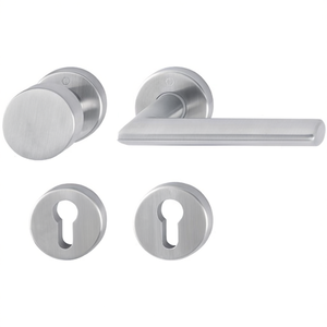 Manijas de Puerta de Acero Inoxidable Stockholm Redondas Planas D/K PZ DIN Juego de Rosetas Izquierda/Derecha E58/42KV/42KVS/1140Z - Product Image 3