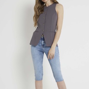 เสื้อกั๊กคอตตอนแนววินเทจของผู้หญิงเสื้อแขนกุดคอวีปักลาย3D เสื้อแจ็คเก็ตสวมใส่ด้านนอกระบายอากาศได้ดี - Product Image 1