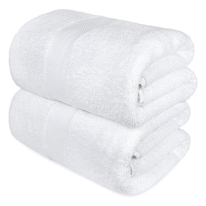 Serviettes de bain blanches de luxe Extra Large 100% coton doux épais absorbant séchage rapide hôtel serviette de bain serviette de bain coton - Product Image 1