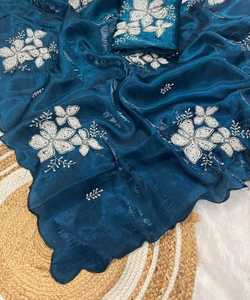 Sari Étnico de Rayón, Seda y Algodón para Fiestas, Completamente Cosido, Listo para Usar, Ofrece Comodidad y un Aspecto Festivo a un Precio Económico - Product Image 2