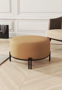 Pouf rond en métal, tabouret de salon, tabouret de bureau, pouf en velours, repose-pieds, pouf décoratif pour la maison - Product Image 4