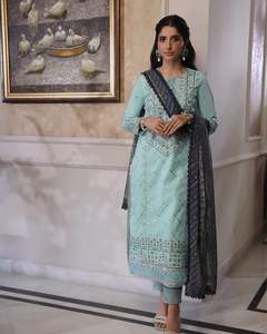 Vente en gros pakistanaise élégante dame Salwar Kameez magnifique coton Viscose soie robe de soirée prête à l'emploi modèle de fête formelle 2124 - Product Image 6