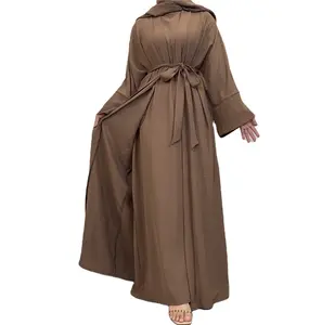 Traditional Belt waist women's abaya 2024 Open Modest Abaya Islamic Clothing Women Dubai Muslim Dress New Turkish Wholesale