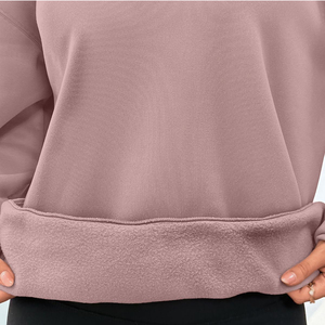 Nouveau sweat-shirt à capuche pour femme en molleton de coton surdimensionné à col rond, taille plus, personnalisé, uni, épaules tombantes - Product Image 6