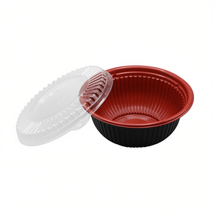 30oz Black/Red Disposable <b>Bowl</b> PP Container - Product Image 2