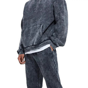 100% Cotton <b>Tech</b> Fleece Jogger Sweatsuit High Stone <b>Wash</b> Hoodie Acid <b>Wash</b> Tracksuit Streetwear 2-Piece Set Printed Training - Product Image 6