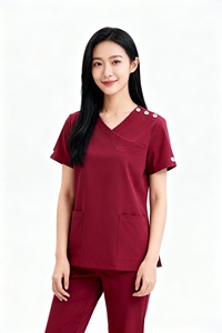Top qualité Polyester Spandex unisexe mode vêtements gommage uniforme ensembles médical hôpital uniformes gommage soins infirmiers gommage ensembles - Product Image 3