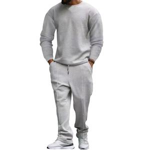 Spring and Autumn Two-piece Crewneck Long-sleeved <b>T</b>-<b>shirt</b> and Trousers Casual Sports <b>Suit</b> for Men - Product Image 3