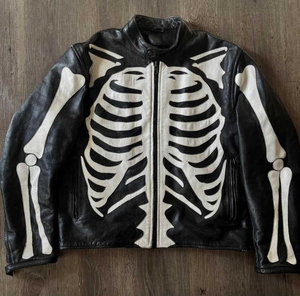 Nouvelle veste en cuir véritable vestes de moto squelette motard veste en cuir de vachette véritable pour hommes veste de moto - Product Image 5