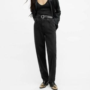 Pantalones vaqueros de Mujer logotipo personalizado alta calidad 100% algodón lavado recto suelto pierna ancha cintura alta pantalones vaqueros de mujer de talla grande - Product Image 3