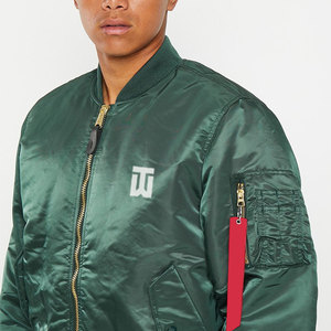 Chaqueta bomber de satén ligera hecha a medida para hombre, estilo callejero con mangas largas, ropa de invierno de alta calidad - Product Image 5