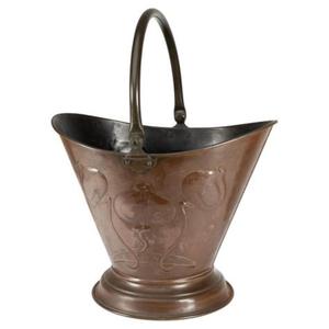 Vintage-style Large Copper <b>Coal</b> <b>Bucket</b> with Patina Finished & Perfect for Adding Rustic Warmth to Any Fireplace - Product Image 5