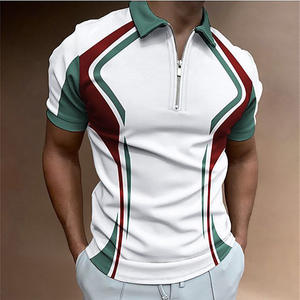 T-shirt polo à col zippé en coton polyester sublimation pour homme quantité minimale de commande bas 220gsm - Product Image 2