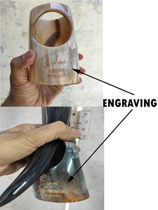 ฮอร์นดื่มไวกิ้งนอร์สยุคกลางพร้อมขาตั้งและเคสหนังฮอร์นดื่มแบบพรีเมี่ยมสำหรับเบียร์ไวน์ของแท้ - Product Image 3