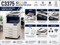 Copieur multifonction couleur A3 d'occasion C3375, 35 ppm, imprimante recto verso, scanner, 300 g/m², bureau