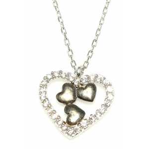 Collar de Plata de Ley 925 con Detalle de Corazón Negro Adornado con Piedras, Regalo para Cualquier Ocasión - Product Image 5